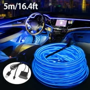 Yous Auto EL Wire Interior Car LED Strip Lights 16.4ft USB Powered Car LED Lights Eye-Friendly EL Wire Car Interior Light for Sunroof Dash Armrest Door Frame EL Wire String Strip for Party